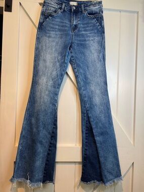 Altar'd State Distressed Blue Flared Jeans